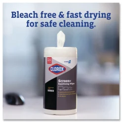 Clorox CloroxPro ScreenPlus 6 in. x 8 in. Sanitizing Wipes - Citrus Blend White (6/Carton)