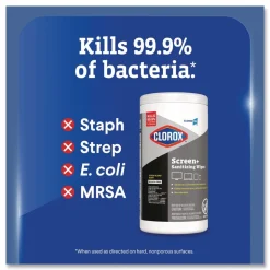 Clorox CloroxPro ScreenPlus 6 in. x 8 in. Sanitizing Wipes - Citrus Blend White (6/Carton)