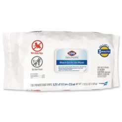 Clorox Healthcare 32621 6.75 in. x 9 in. 1-Ply Bleach Germicidal Disinfectant Wipes - Unscented/White (6/Carton)