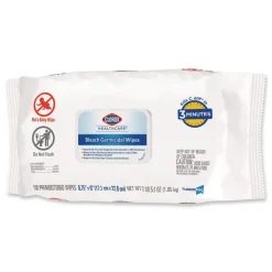 Clorox Healthcare 32621 6.75 in. x 9 in. 1-Ply Bleach Germicidal Disinfectant Wipes - Unscented/White (6/Carton)