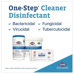 Clorox Healthcare 32621 6.75 in. x 9 in. 1-Ply Bleach Germicidal Disinfectant Wipes - Unscented/White (6/Carton)