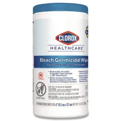 Clorox Healthcare 6 in. x 5 in. 1-Ply Bleach Germicidal Wipes - Unscented, White (150/Canister)