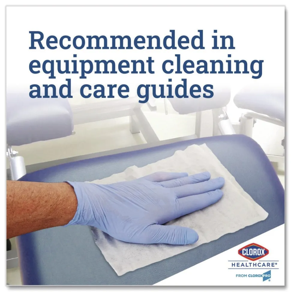 Clorox Healthcare 6 in. x 5 in. 1-Ply Bleach Germicidal Wipes - Unscented, White (150/Canister)