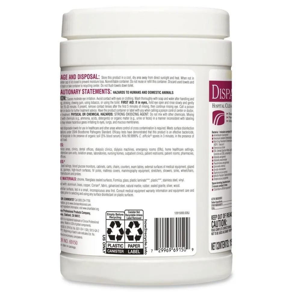 Clorox Healthcare 6-3/4 in. x 8 in. Dispatch Cleaner Disinfectant Towels (8/Carton)