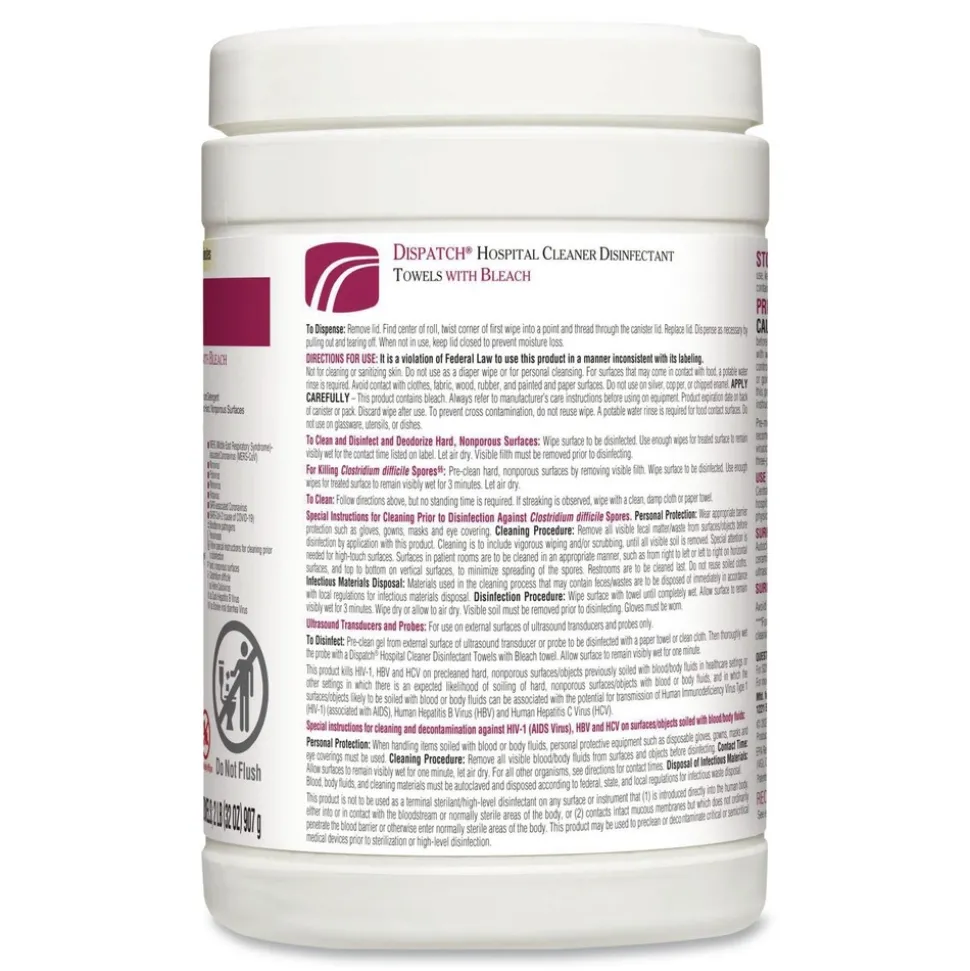 Clorox Healthcare 6-3/4 in. x 8 in. Dispatch Cleaner Disinfectant Towels (8/Carton)