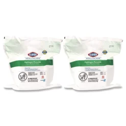 Clorox Healthcare 12 in. x 11 in. Hydrogen Peroxide Cleaner Disinfectant Wipes - Unscented White (2/Carton)