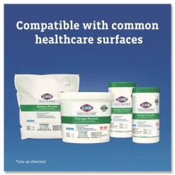 Clorox Healthcare 12 in. x 11 in. Hydrogen Peroxide Cleaner Disinfectant Wipes - Unscented White (2/Carton)