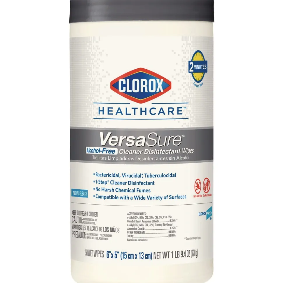Clorox Healthcare VersaSure 6 in. x 5 in. 1-Ply Cleaner Disinfectant Wipes - Fragranced White
