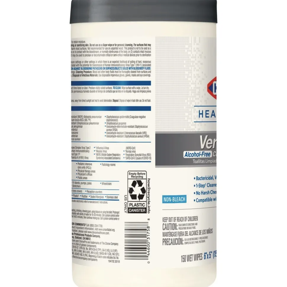 Clorox Healthcare VersaSure 6 in. x 5 in. 1-Ply Cleaner Disinfectant Wipes - Fragranced White
