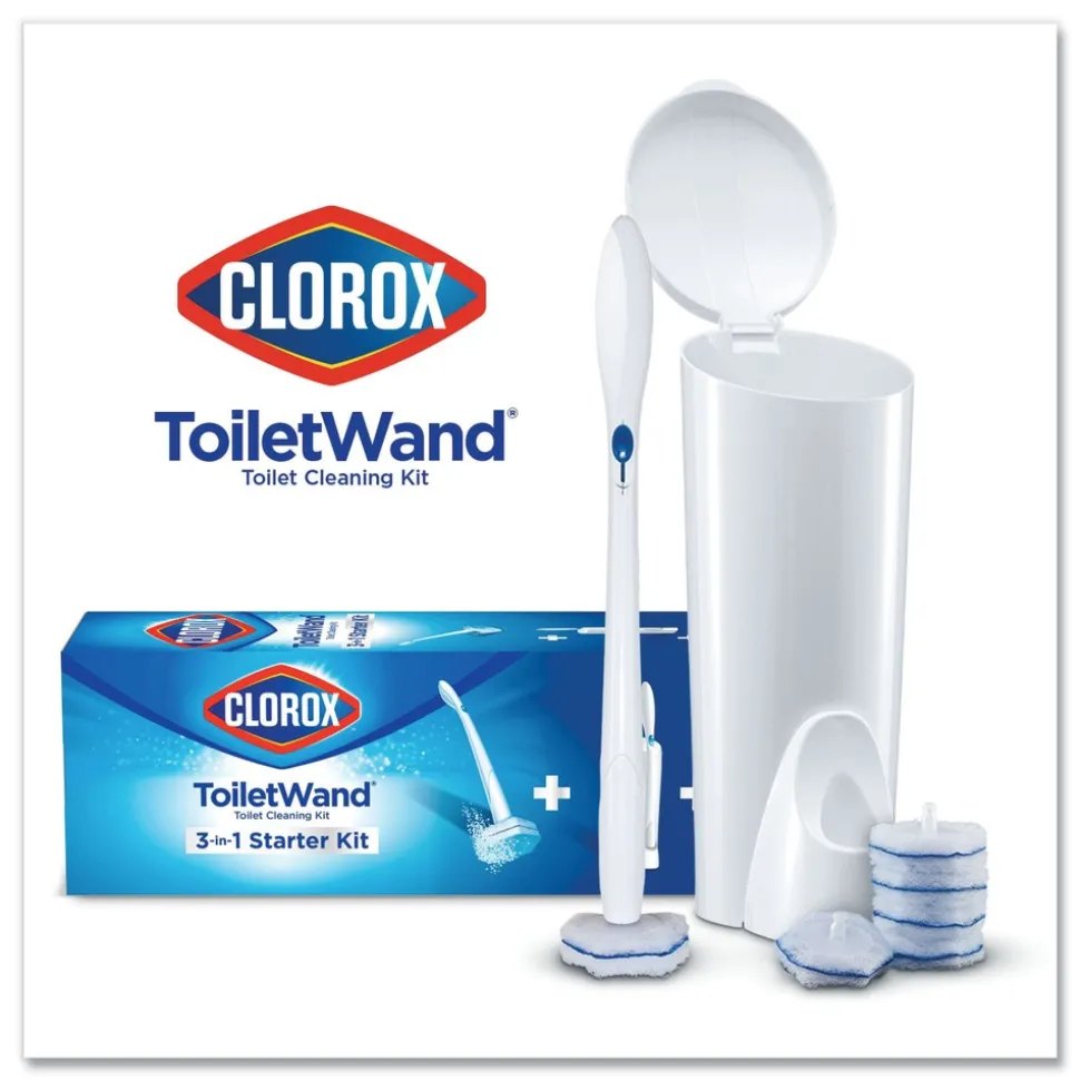 Clorox ToiletWand Disposable Toilet Cleaning System with Handle/Caddy/Refills - White (6/Carton)