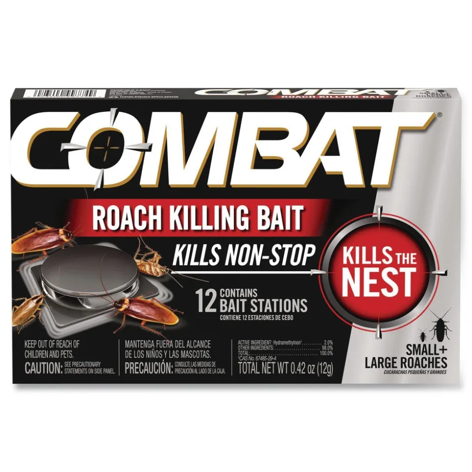 Combat Roach Bait Insecticide for Small and Large Roaches 0.42 oz 12 Bait Stations