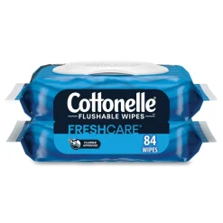 Cottonelle 35970 1-Ply 3.73 in. x 5.5 in. Fresh Care Flushable Cleansing Cloths - White (84/Pack)