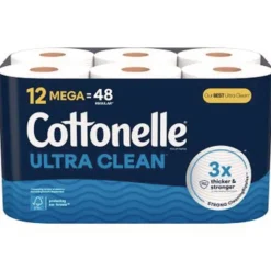 Cottonelle Ultra CleanCare 1-Ply Septic Safe Strong Bath Tissue Toilet Paper - White (4/Carton)
