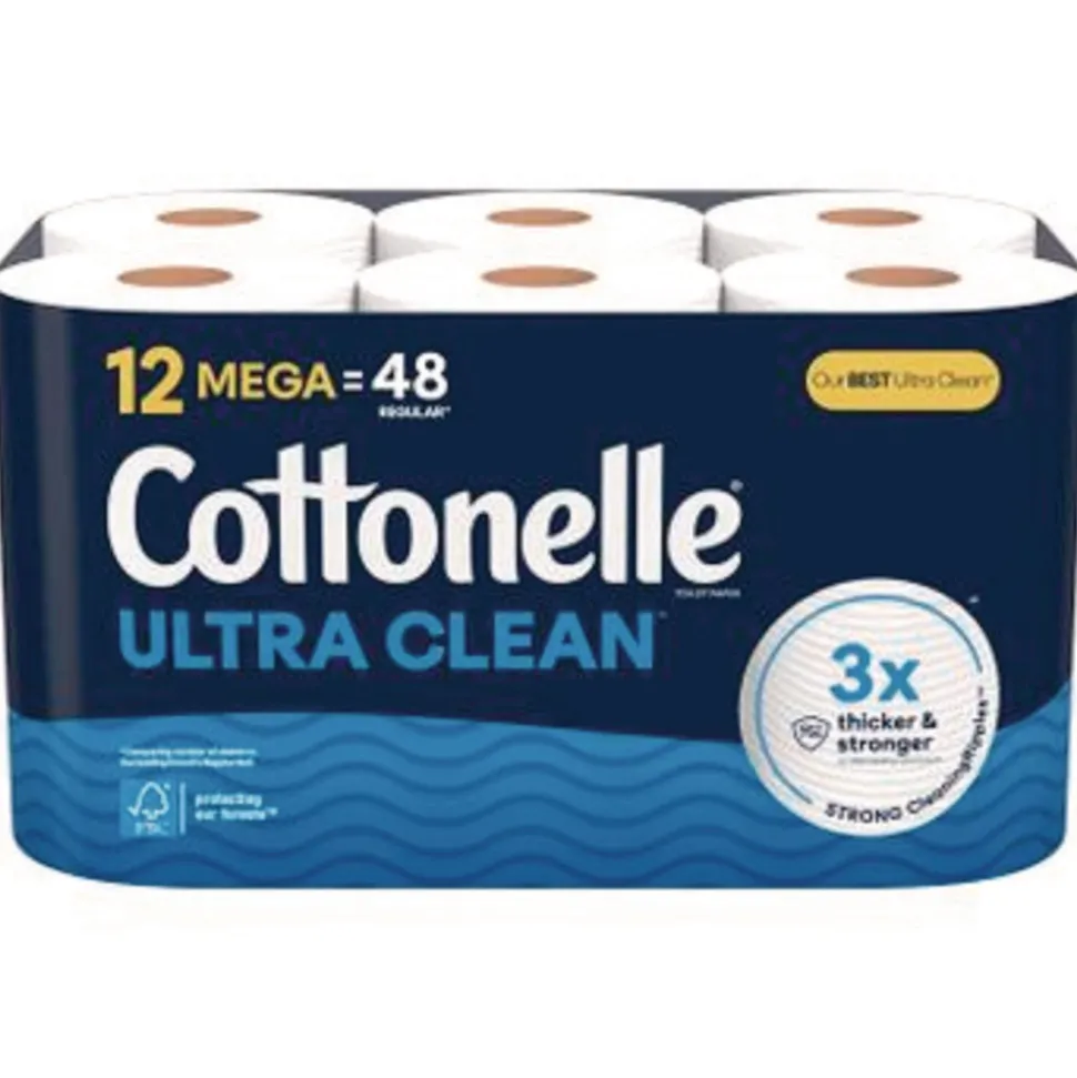 Cottonelle Ultra CleanCare 1-Ply Septic Safe Strong Bath Tissue Toilet Paper - White (4/Carton)