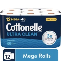 Cottonelle Ultra CleanCare 1-Ply Septic Safe Strong Bath Tissue Toilet Paper - White (4/Carton)