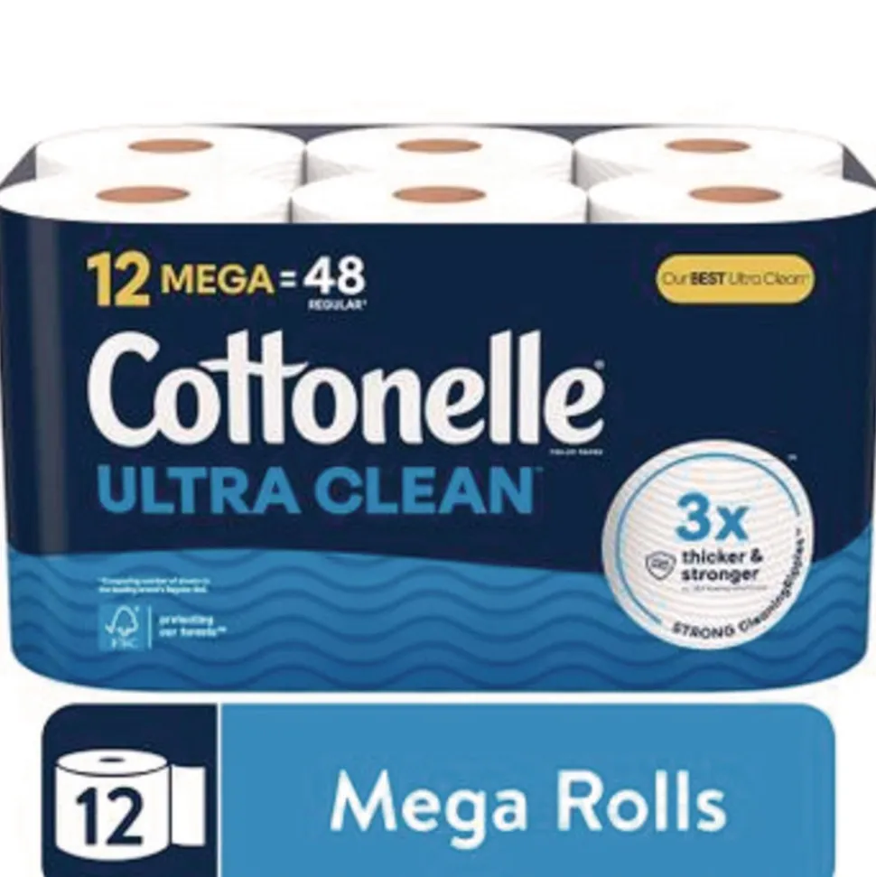Cottonelle Ultra CleanCare 1-Ply Septic Safe Strong Bath Tissue Toilet Paper - White (4/Carton)