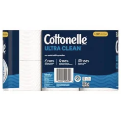Cottonelle Ultra CleanCare 1-Ply Septic Safe Strong Bath Tissue Toilet Paper - White (4/Carton)