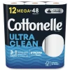 Cottonelle Ultra CleanCare 1-Ply Septic Safe Mega Rolls Strong Tissue Toilet Paper - White (48/Carton)