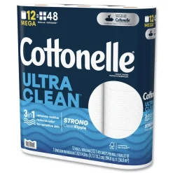 Cottonelle Ultra CleanCare 1-Ply Septic Safe Mega Rolls Strong Tissue Toilet Paper - White (48/Carton)