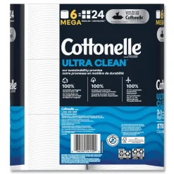 Cottonelle Ultra CleanCare 1-Ply Septic Safe Mega Rolls Strong Tissue Toilet Paper - White (36/Carton)