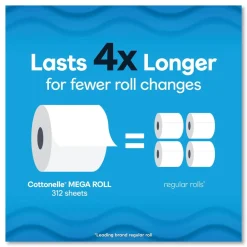 Cottonelle Ultra CleanCare 1-Ply Septic Safe Mega Rolls Strong Tissue Toilet Paper - White (36/Carton)