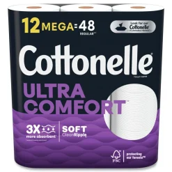 Cottonelle Ultra ComfortCare 2-Ply Septic Safe Mega Rolls Soft Tissue Toilet Paper - White (48/Carton)