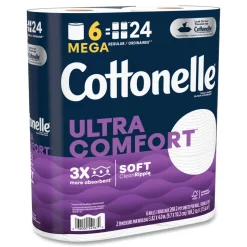 Cottonelle Ultra ComfortCare Toilet Paper, Soft Tissue, Mega Rolls, Septic Safe, 2-Ply, White, 284/Roll, 6 Rolls/Pack, 36 Rolls/Carton