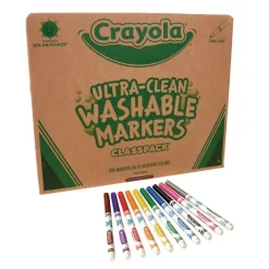 Crayola 10 Assorted Colors Fine Bullet Tip Ultra-Clean Washable Marker Classpack (200/Box)