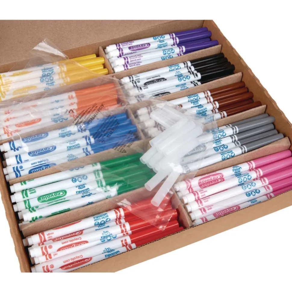 Crayola 10 Assorted Colors Fine Bullet Tip Ultra-Clean Washable Marker Classpack (200/Box)