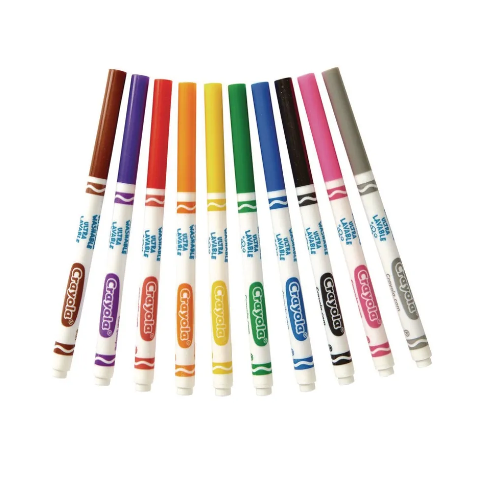 Crayola 10 Assorted Colors Fine Bullet Tip Ultra-Clean Washable Marker Classpack (200/Box)