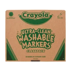 Crayola 10 Assorted Colors Fine Bullet Tip Ultra-Clean Washable Marker Classpack (200/Box)