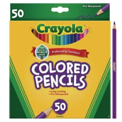 Crayola 3.3 millimeter 2B Long-Length Colored Pencil Set - Assorted Lead/Barrel Colors (50/Box)