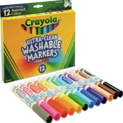 Crayola Broad Bullet Tip Ultra-Clean Washable Markers - Assorted Colors (12/Set)
