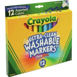Crayola Broad Bullet Tip Ultra-Clean Washable Markers - Assorted Colors (12/Set)