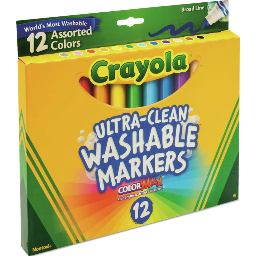 Crayola Broad Bullet Tip Ultra-Clean Washable Markers - Assorted Colors (12/Set)