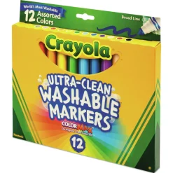 Crayola Broad Bullet Tip Ultra-Clean Washable Markers - Assorted Colors (12/Set)