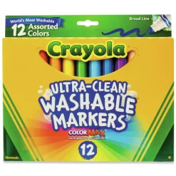Crayola Broad Bullet Tip Ultra-Clean Washable Markers - Assorted Colors (12/Set)