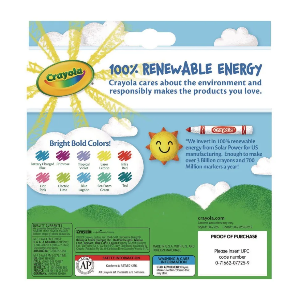 Crayola Broad Bullet Tip Non-Washable Marker - Assorted Tropical Colors