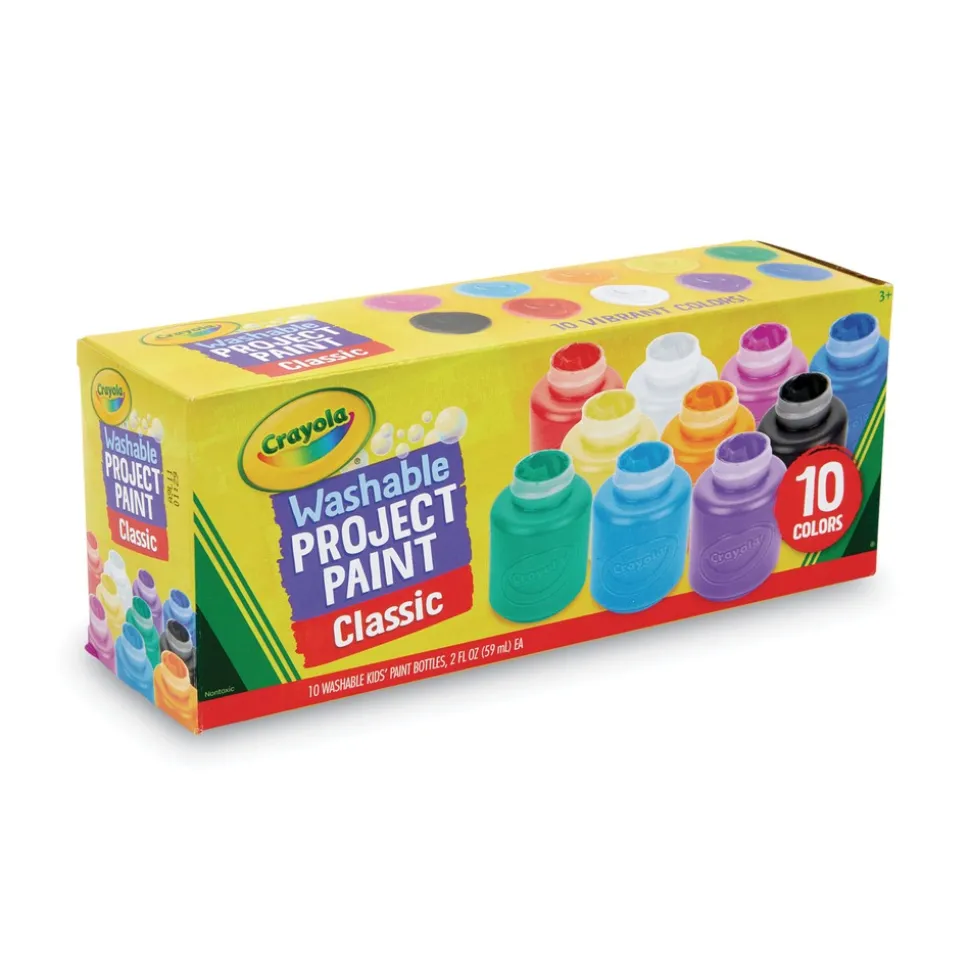 Crayola Washable Watercolor Project Paint, Assorted Classic Colors, 2 Oz Bottle, 10/pack