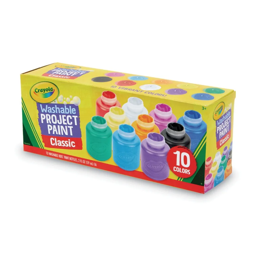 Crayola Washable Watercolor Project Paint, Assorted Classic Colors, 2 Oz Bottle, 10/pack