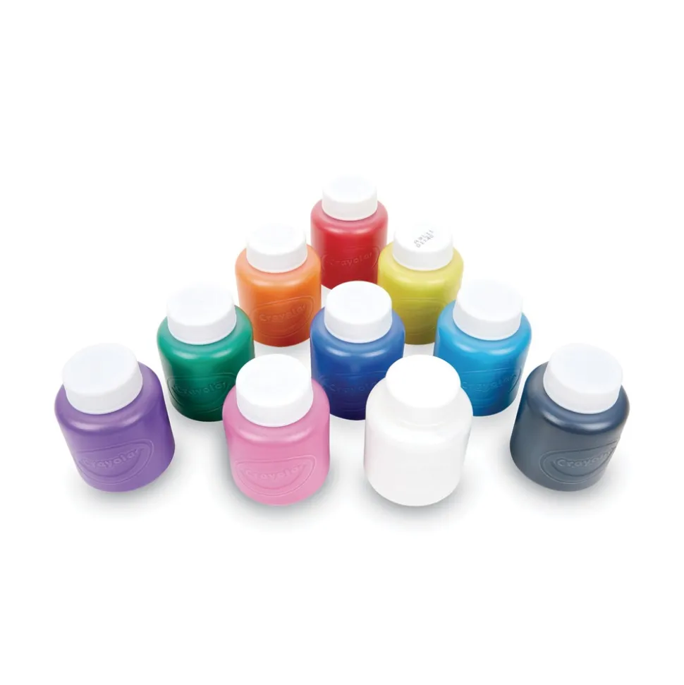 Crayola Washable Watercolor Project Paint, Assorted Classic Colors, 2 Oz Bottle, 10/pack