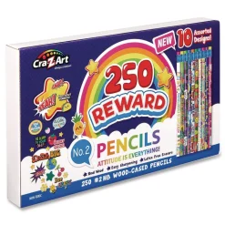 Cra-Z-Art No. 2 Pencils Motivational Classpack - Black Lead/Assorted Barrels (250/Set)