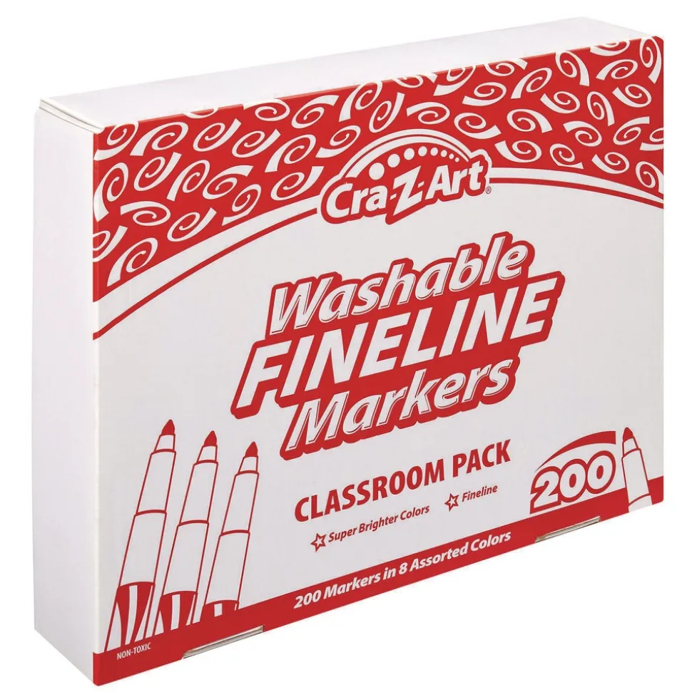 Cra-Z-Art Washable Fineline Bullet Tip Markers Classpack - Assorted Colors (200/Set)