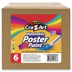 Cra-Z-Art Washable Kids Paint, Assorted Colors, 16 oz Bottle, 6/Pack