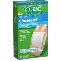 Curad 1.65 in. x 4 in. Ouchless Flex Fabric Bandages (8/Box)