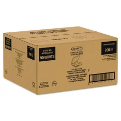 Dart 9.14 in. x 9 in. x 2.98 in. 3 Compartments ProPlanet Seal Compostable Molded Fiber Hinged Trays - Natural (200/Carton)