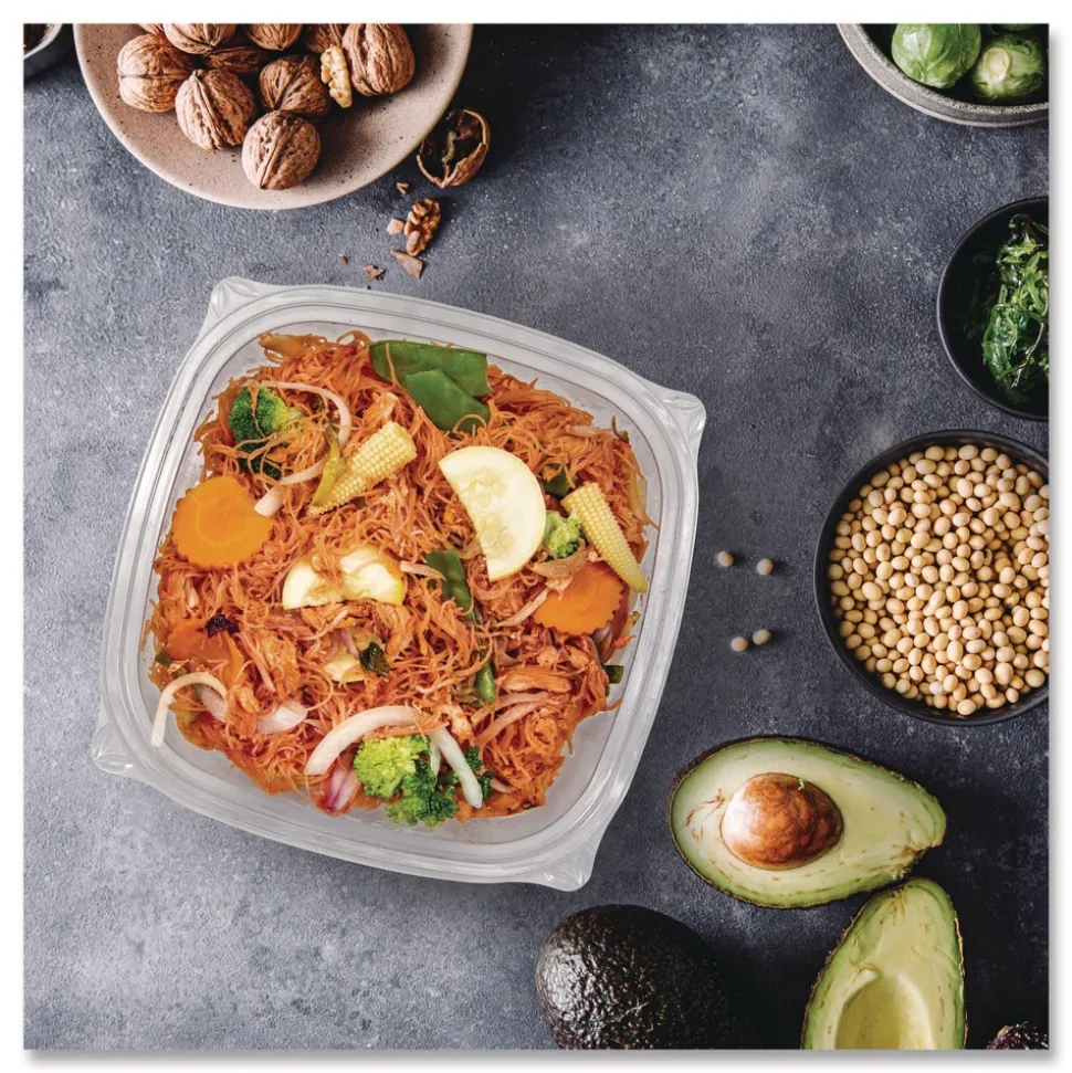 Dart 5 in. x 5 in. x 1.99 in. 24 oz. Plastic Bowls - Square Clear (252/Carton)