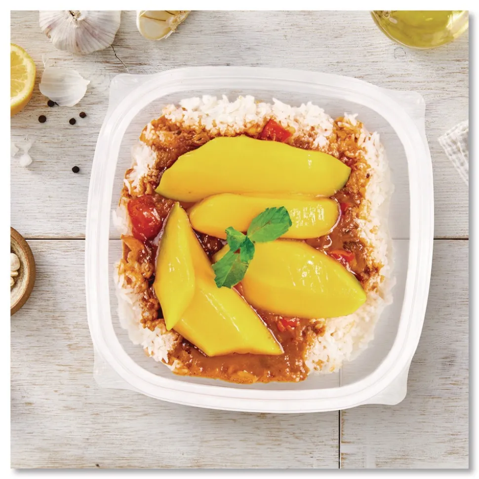 Dart 5 in. x 5 in. x 1.49 in. 32 oz. Plastic Bowls - Square Clear (252/Carton)