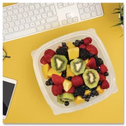 Dart 5 in. x 5 in. x 1.49 in. 32 oz. Plastic Bowls - Square Clear (252/Carton)