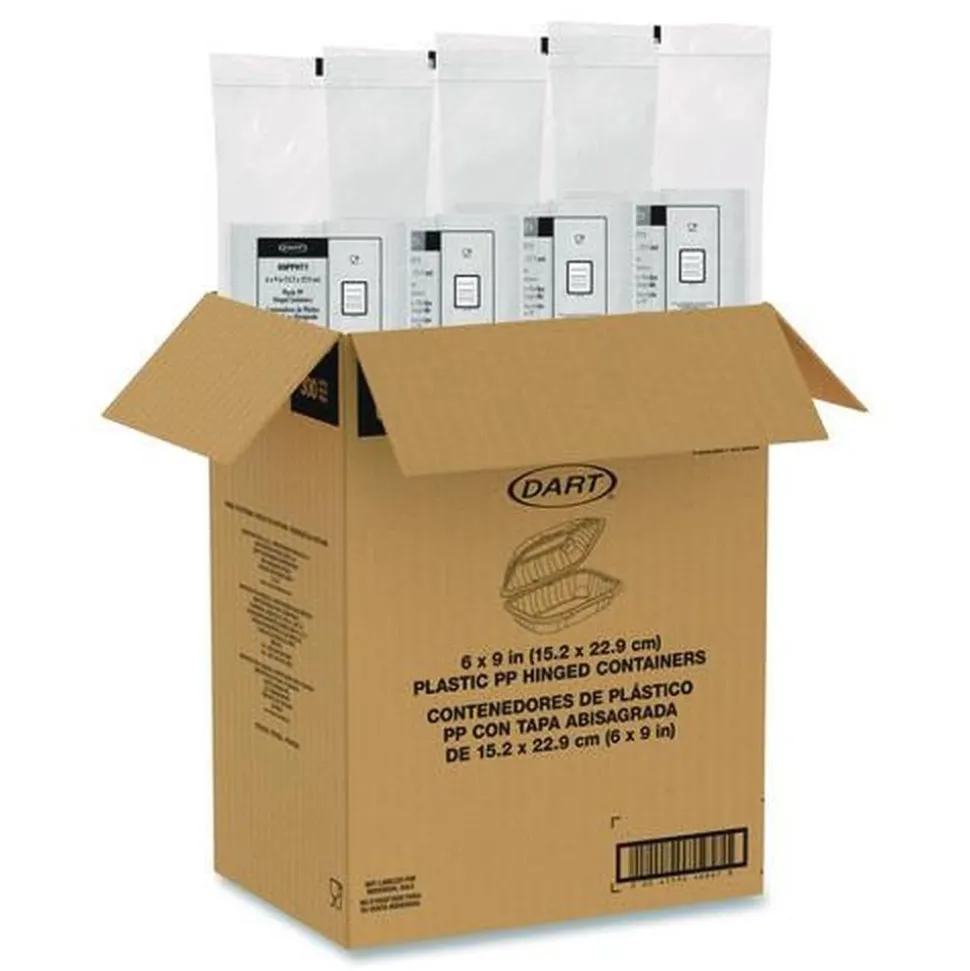 Dart 6.5 in. x 9 in. x 3 in. ProPlanet Microwaveable Hinged Plastic Containers - Clear (300/Carton)